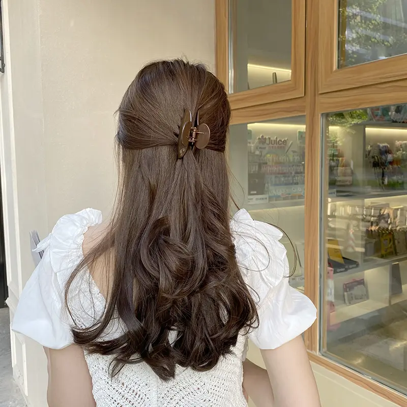 2-pack elegant and simple style, medium size princess hair accessory with half clip, hair accessories
