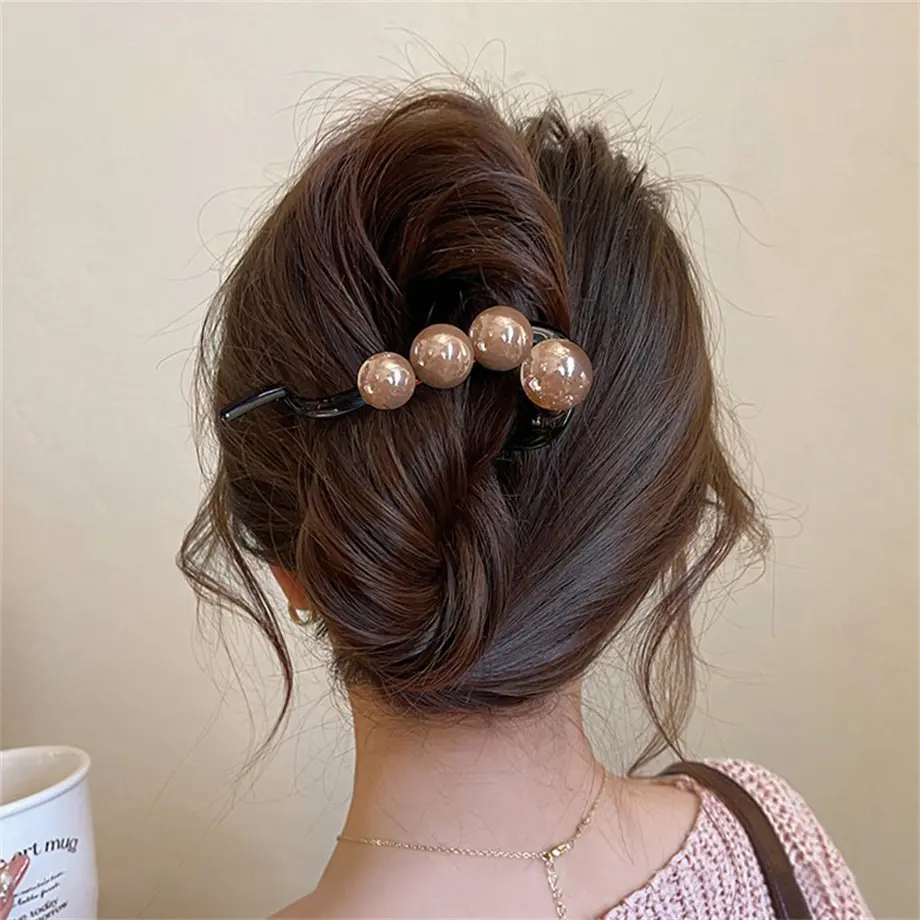 Elegant Pearls Twist Hair Clips Grab For Women Hairpin Barrettes Sweet Hair Ornament Headband Ponytail Fashion Hair Accessories