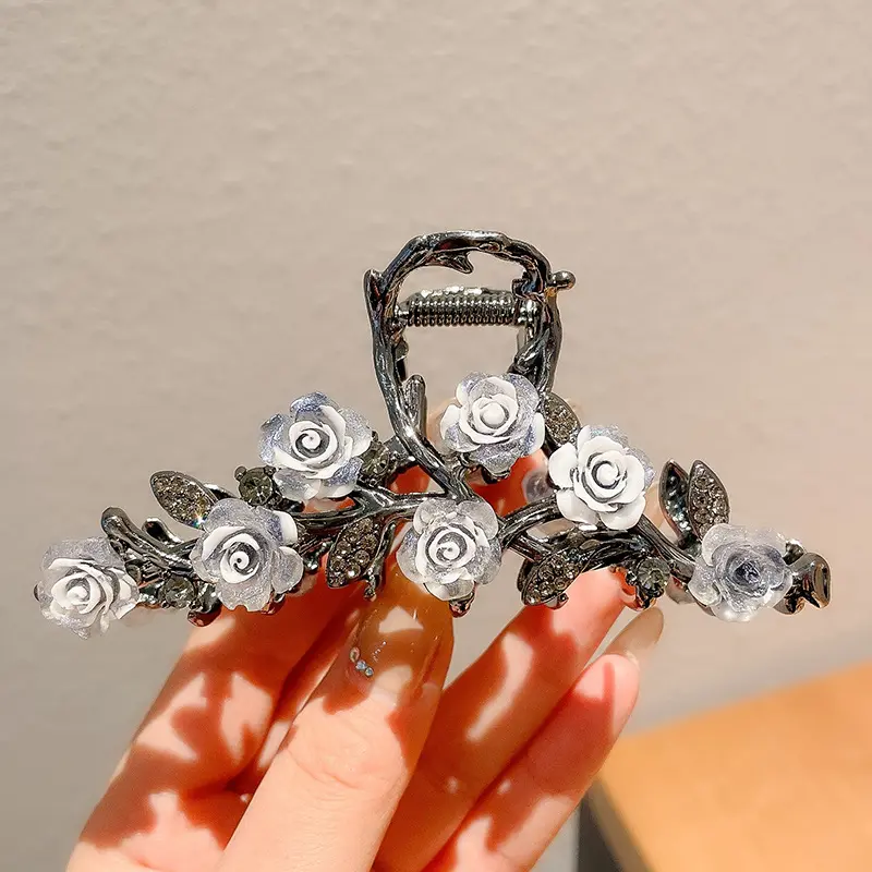 1 Pcs Fashion Exquisite Ink Rose Flower Hair Claws For Women Girls Party Hair Accessories