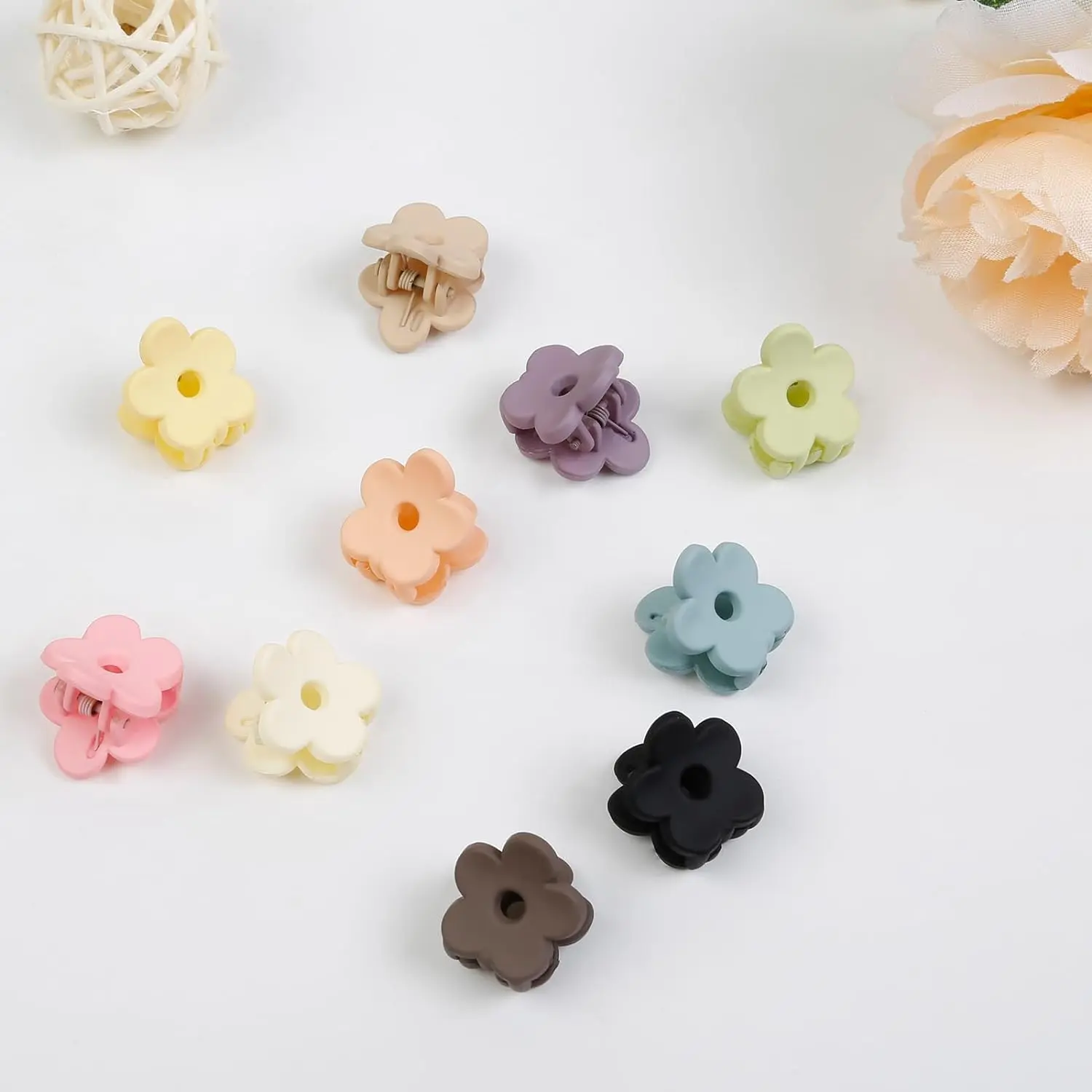 40Pcs Colorful Small Flower Hair Clips, Mini Paw Clips, Cute Chin Clips, Hair Pins, Hair Clips, Hair Accessories, Girls Ladies