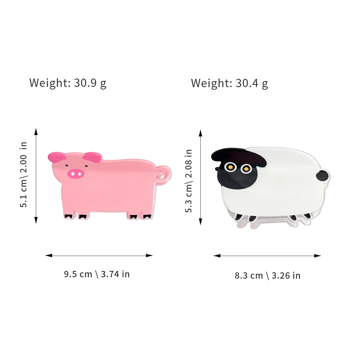 1pc Subtle creative cartoon animal gripper cute pig and lamb hair clip acetate shark clip hair clip hair accessories for women