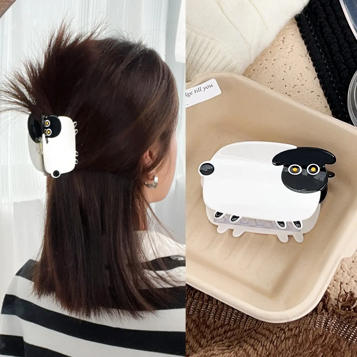 1pc Subtle creative cartoon animal gripper cute pig and lamb hair clip acetate shark clip hair clip hair accessories for women