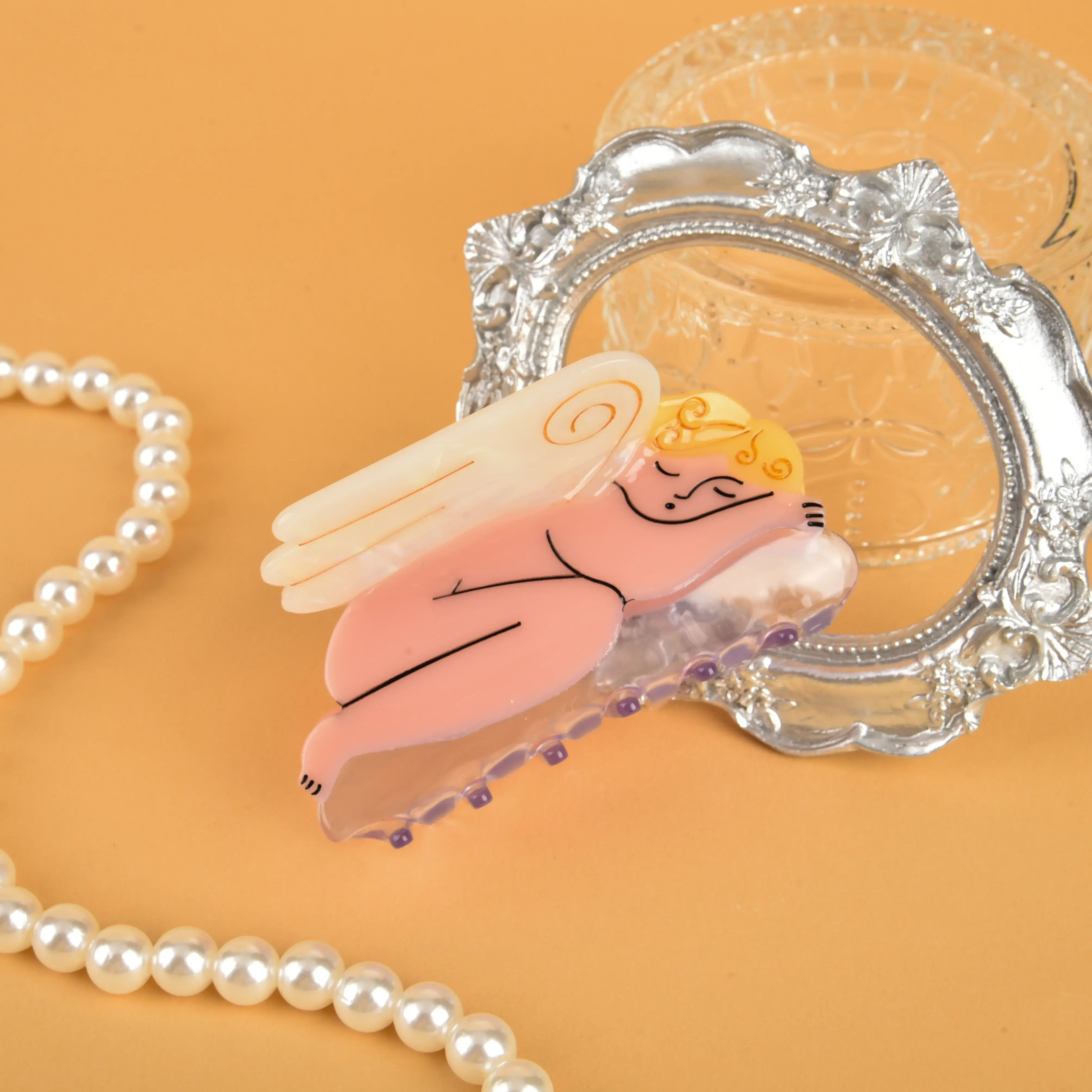 YHJ New Design Angels Sun Hair Claw Unique Acetate Claw Clip Flower Bottle Crab Hair Clips Valentine Hair Accessories for Women