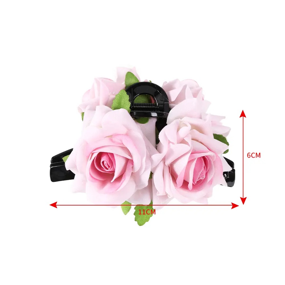 Spring Red Rose Flower Hair Claw Crab Clips Ponytail Hair Updo Hairpin Flowers Barrettes Hairgipper for Women Hair Accessories