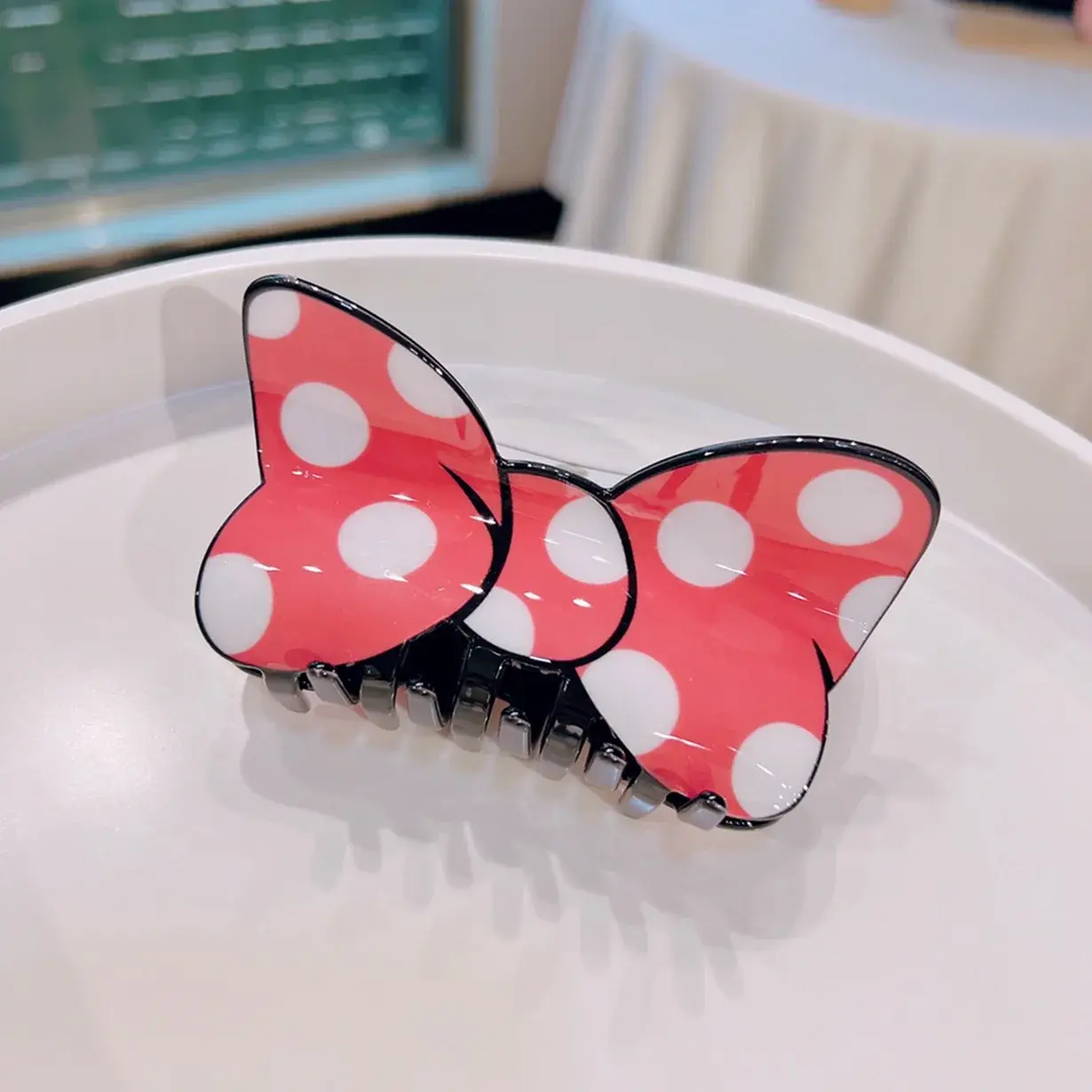 YHJ Cartoon Bowknot Hair Claw Acetate Claw Clip for Girls Popular Catches Princess Crab Hair Clip Fashion Hair Accessories