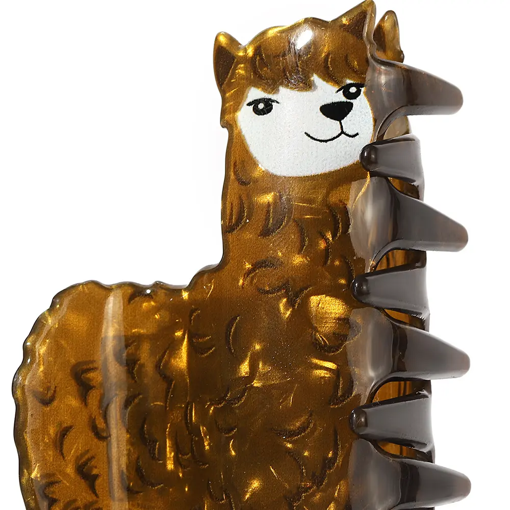 Retro Brown Cartoon Alpaca Acrylic Large Size Hair Claw For Women Girls Funny Geometric Animal Plastic Hairpin Hair Accessories