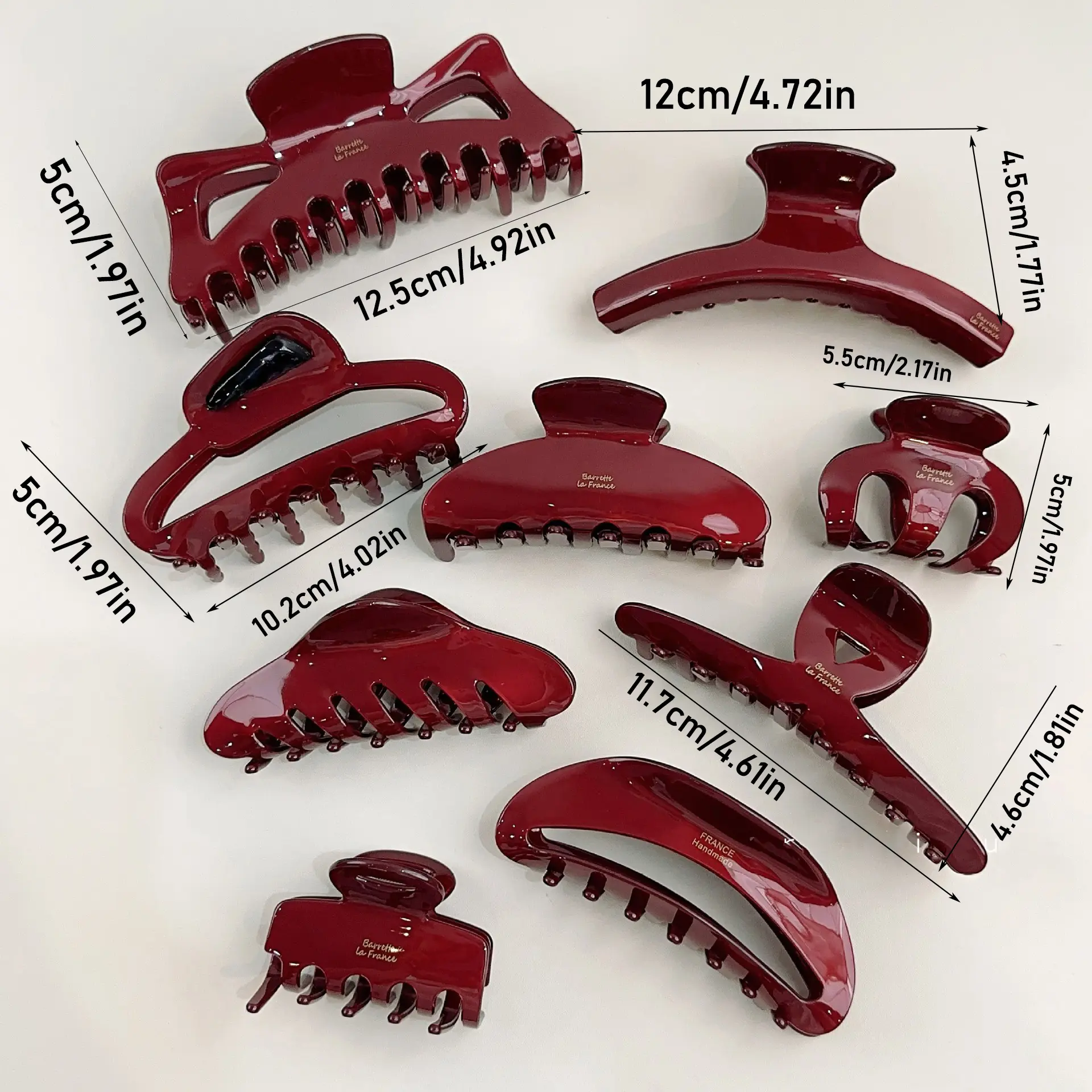 Acetate Dark Red Color Geometric Fixed Hair Claw Clip For Women New Fashion Letter Hairpin Hair Accessories Headwear Tool