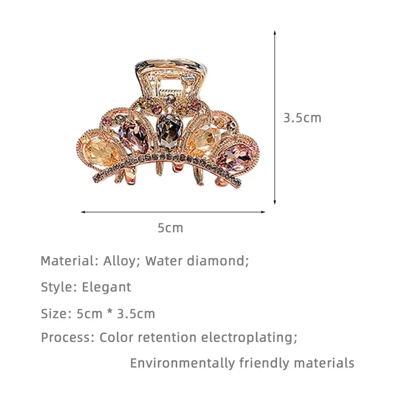 New Popular Hair Clips For Women Girls Crown Crab Clips Ponytail Hairpin Summer Elegant Shining Hair Accessories Jewelry