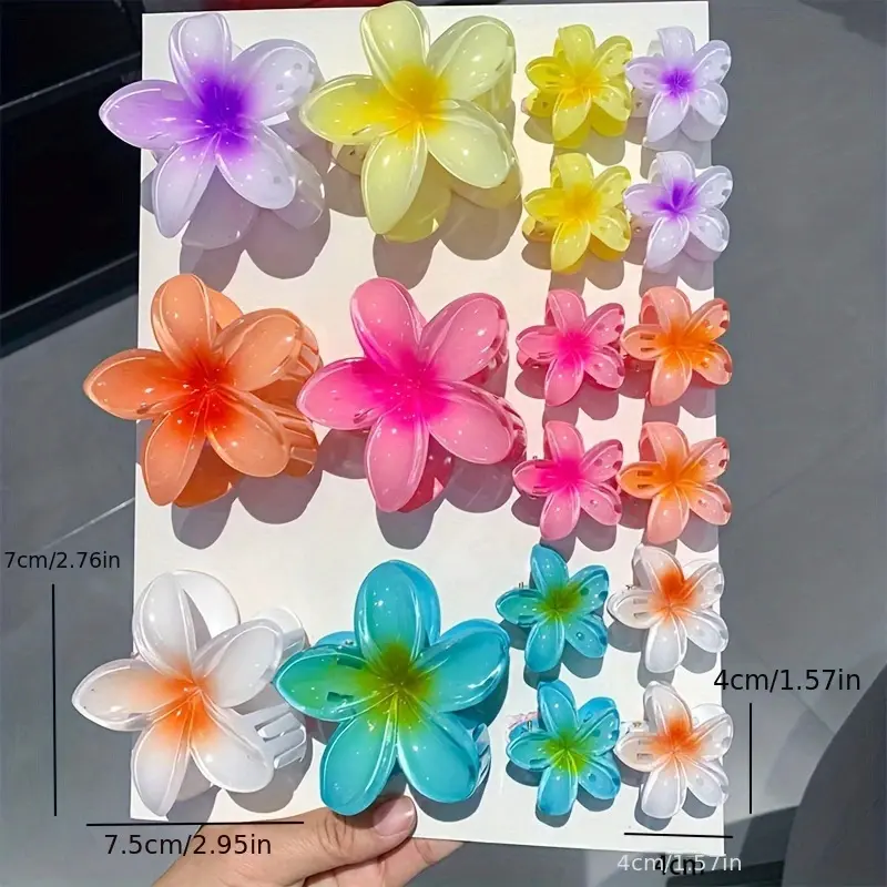 18Pcs Egg Flower Hair Clips Gradient Candy Color Flowers Suitable for Daily Use Backcombed Ponytail Shark Clip Hair Accessories