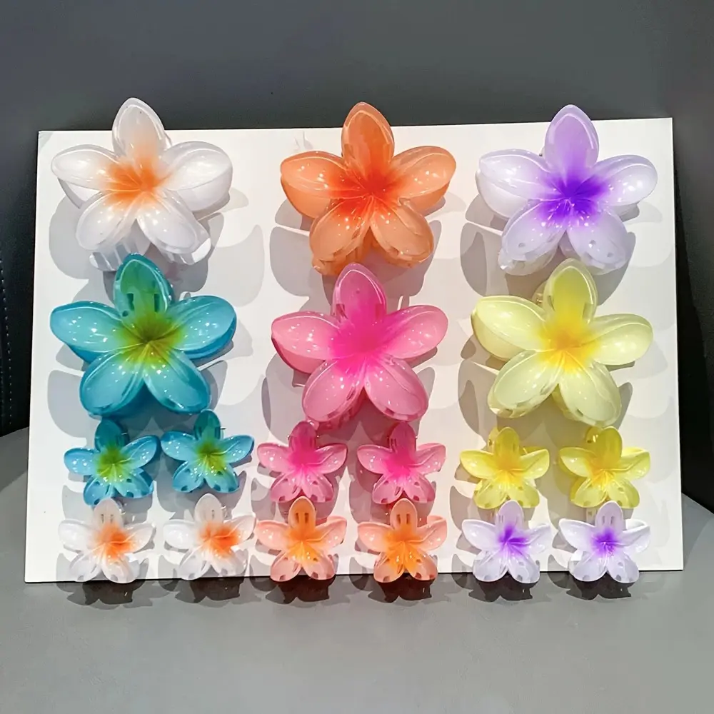 18Pcs Egg Flower Hair Clips Gradient Candy Color Flowers Suitable for Daily Use Backcombed Ponytail Shark Clip Hair Accessories