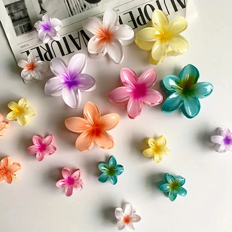 18Pcs Egg Flower Hair Clips Gradient Candy Color Flowers Suitable for Daily Use Backcombed Ponytail Shark Clip Hair Accessories