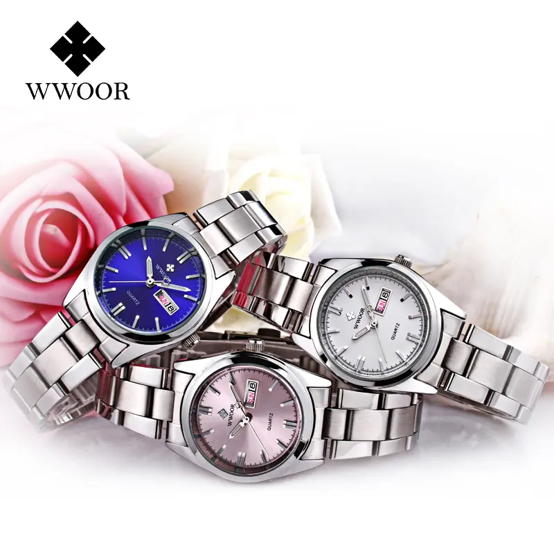 WWOOR New Watch Women Fashion Dress Quartz Watches Lady Stainless Steel Waterproof WristWatch Simple Girl Clock Relogio Feminino