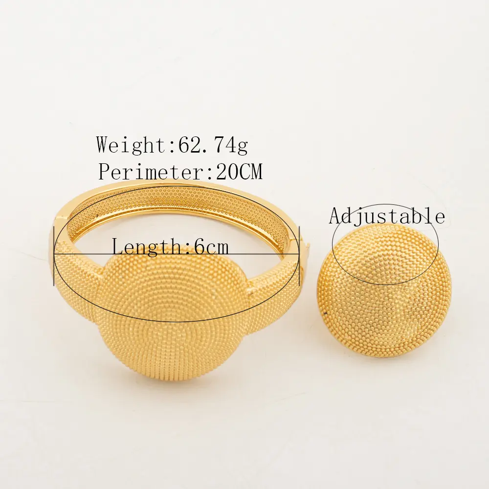 Luxury Round Big Bangles for Women 18k Gold Color Charm Bracelet Ring Wedding Bridal Jewelry Accessories Wedding Gift Wholesales