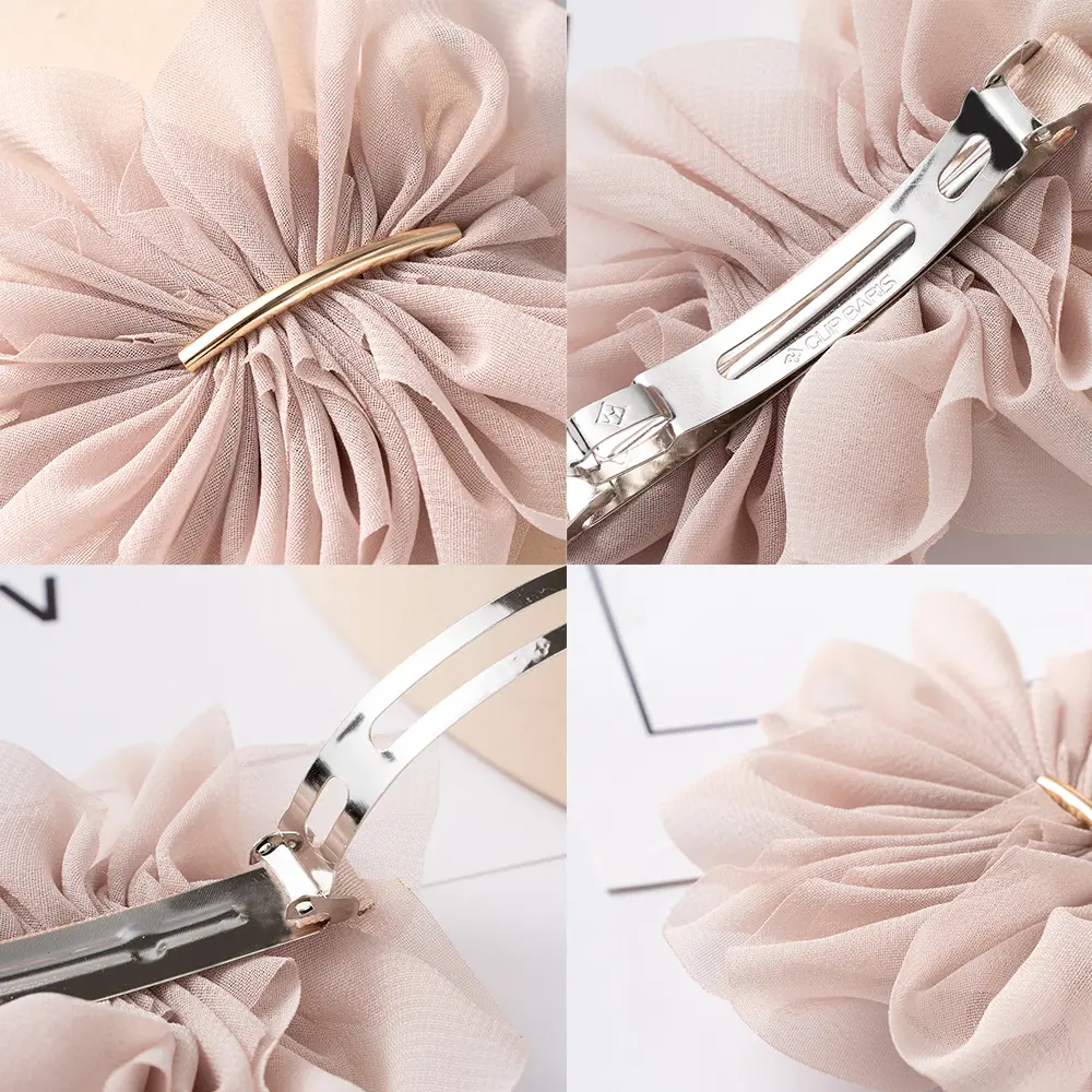 Big Spring Hair Claw Clips Women Metal Chiffon Flowers Ponytail Holder Hairpin Barrettes Fashion Girls Hair Accessories Hairgrip