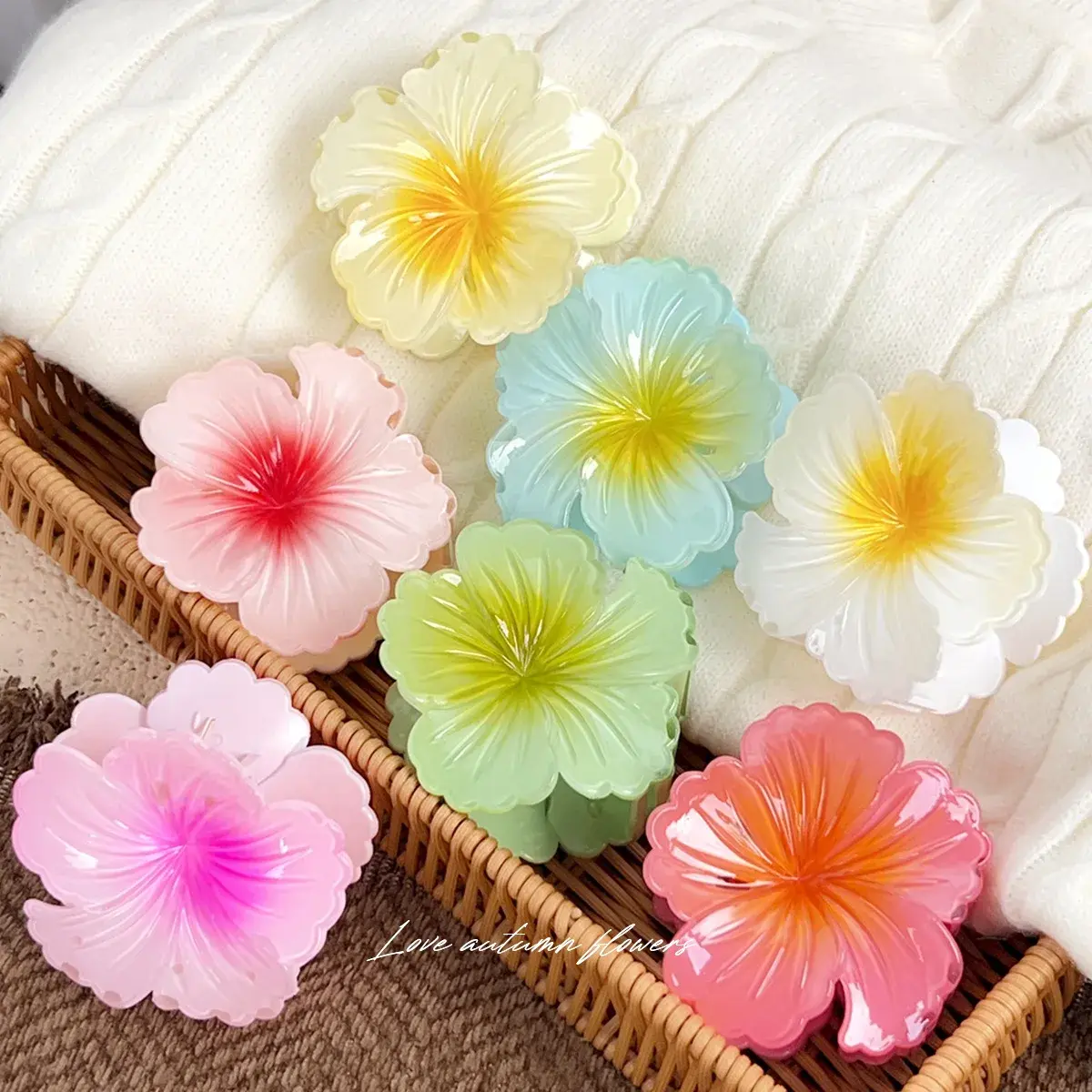 Flowers Hair Claw Clip Fancy Hair Claws Sweet and Cute Hair Claws Floral Hair Claws Colorful Hair Claws Accessories for Women