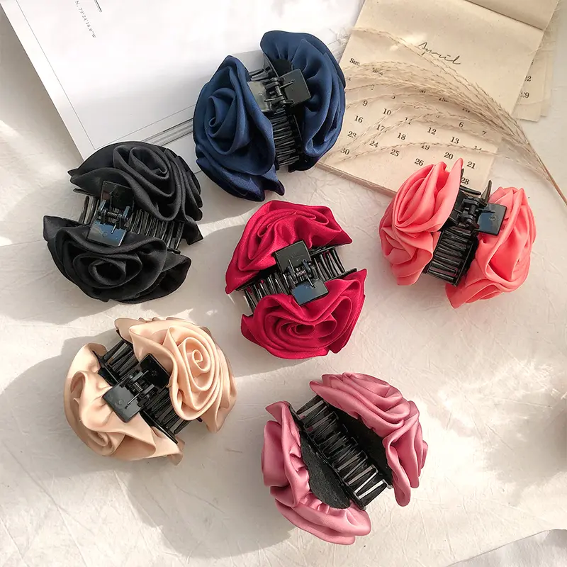 New Rose Hair Claws Hairpin Sweet Barrette Flower Hair Clip Headband Women Headwear Bow Girls Ponytail Holder Hair Accessories