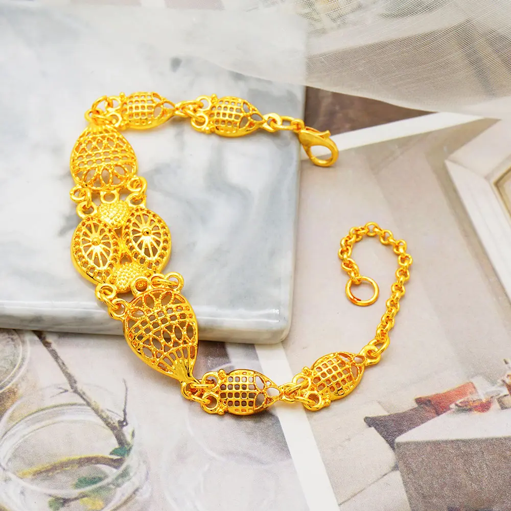 Dubai 24K gold jewelry sets wedding bride necklace bracelet ring earrings Accessorys