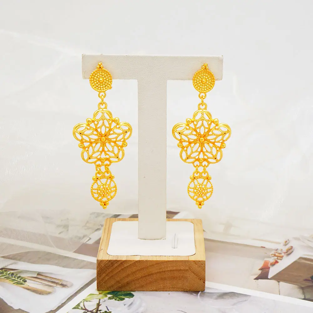 Dubai 24K gold jewelry sets wedding bride necklace bracelet ring earrings Accessorys
