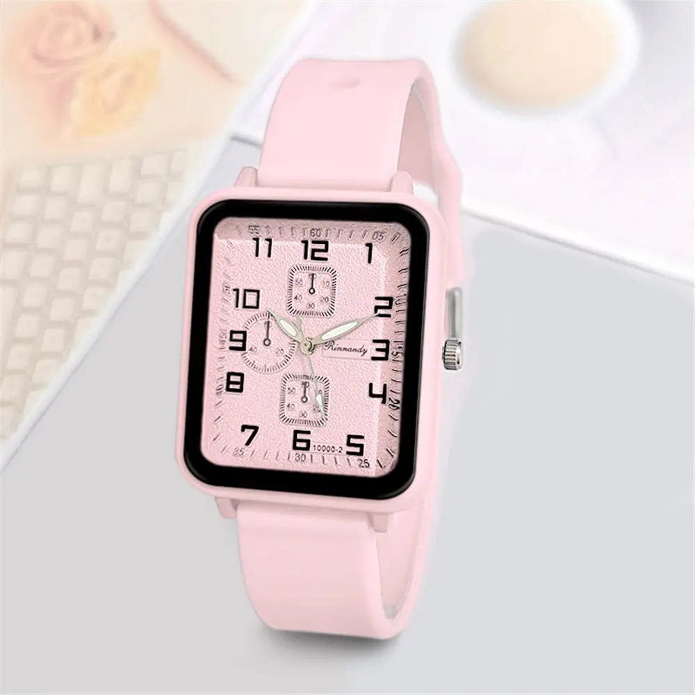 Ladies 2025 New Fashion Brand Watches Sports Square Women Quartz Watch Safety Blue silicone strap Dress Gift Clock Wristwatches