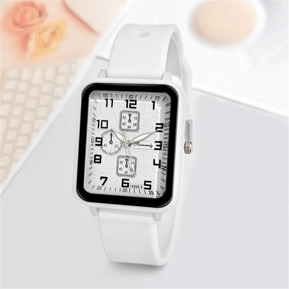 Ladies 2025 New Fashion Brand Watches Sports Square Women Quartz Watch Safety Blue silicone strap Dress Gift Clock Wristwatches