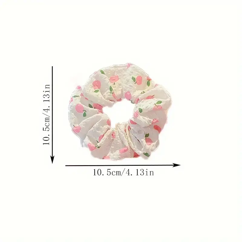 6pcs/set women's sweet pink peach blossom check large intestine hair ring,fashionable and versatile hair accessory