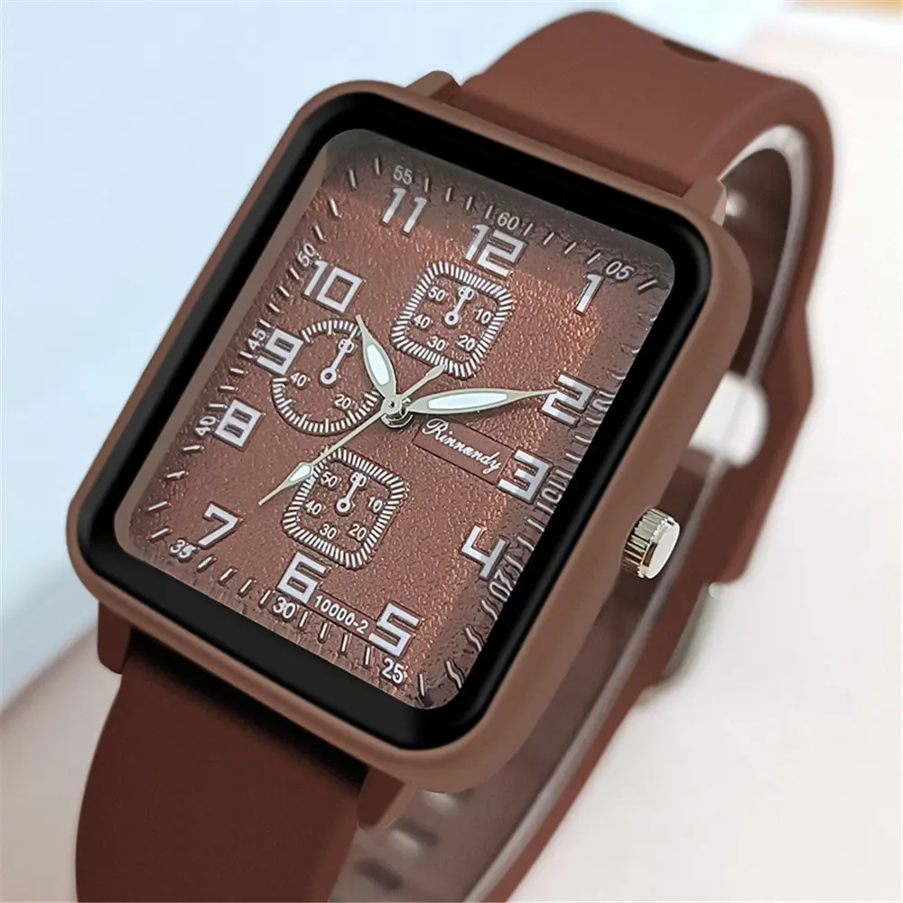 Ladies 2025 New Fashion Brand Watches Sports Square Women Quartz Watch Safety Blue silicone strap Dress Gift Clock Wristwatches