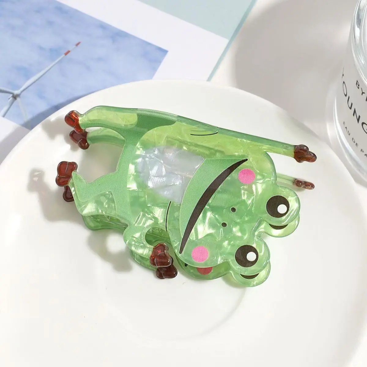 1pc cartoon funny frog grab clip creative animal acetate shark clip wild medium half tie hair clip hair accessory clip