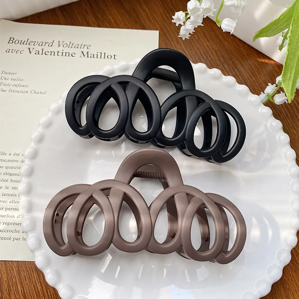 Frosted Hollow Hair Claw Bow Hair Clip Crab Elegant Hairpin Women Barrette Solid Headband Simple Korean Fashion Hair Accessories
