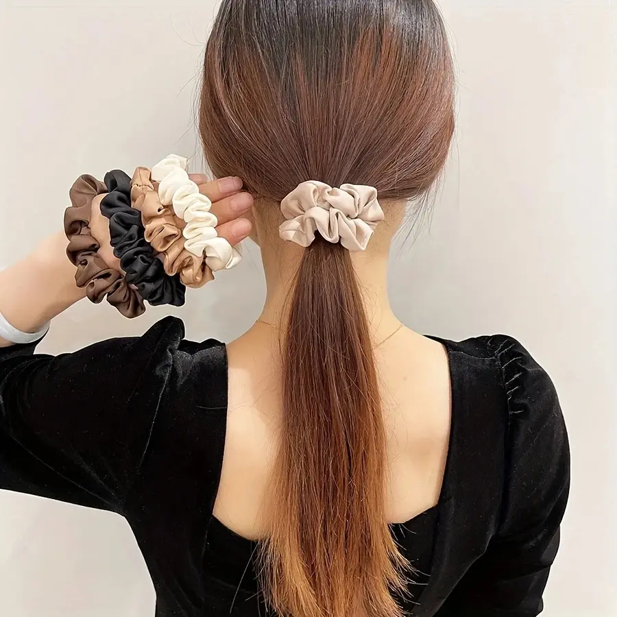 5Pcs Simple Hair Ring for Women Fatty Intestine Hair Ring Fabric Large Intestine Hair Ring Adult Head Tie Rope Hair Accessories