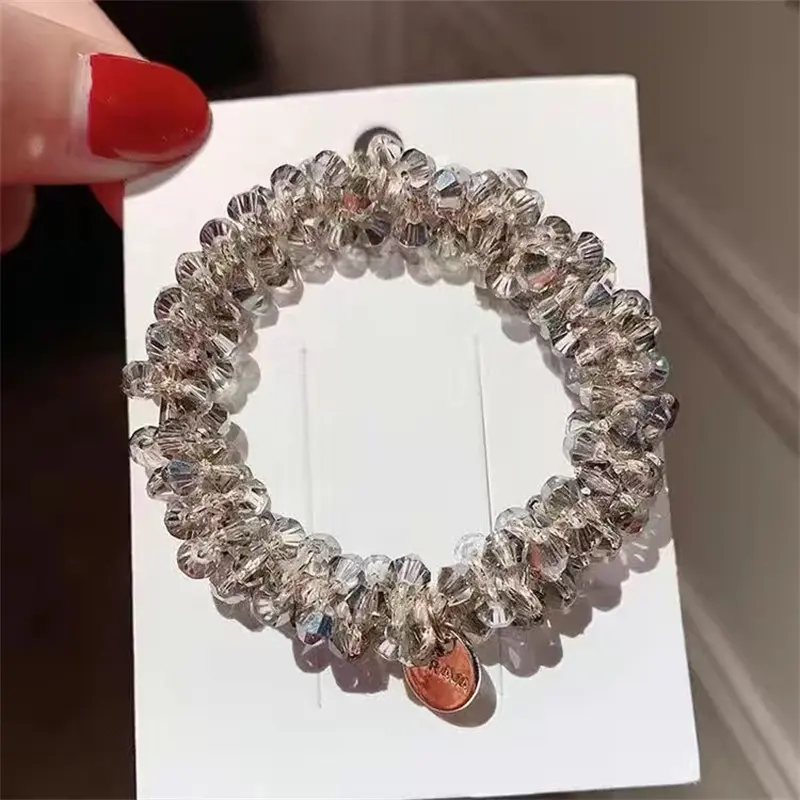 3pcs/set Crystal Pearl Beads Elastic Bands Scrunchies Hair Accessories Women Ponytail Holder Headwear