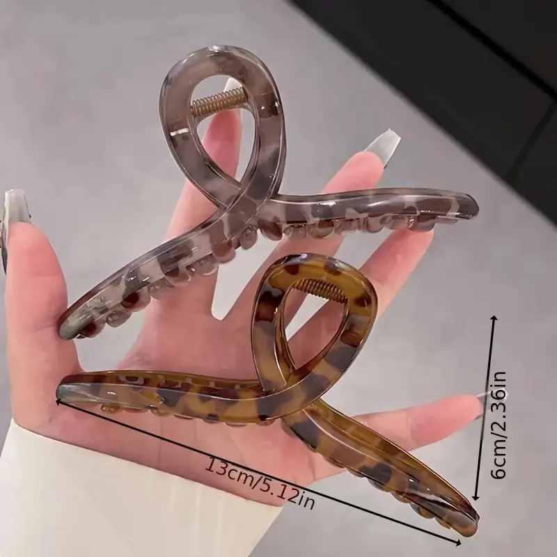 2Pcs Vintage Leopard Print Hair Claw Clip Large Rectangular Secure Hold Hair Clip for Updos Elegant Hair Accessories for Women