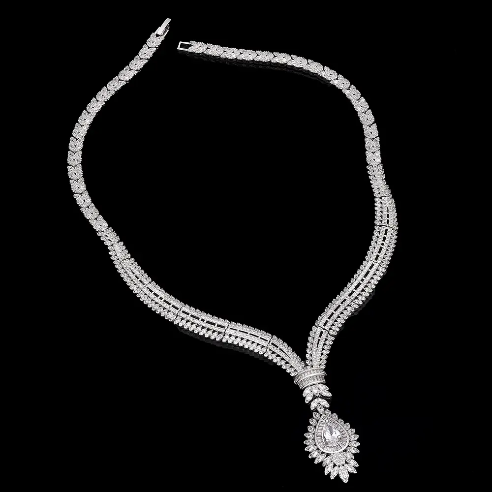 Luxury 4pcs Cubic Zircon Dubai Bridal Jewelry Sets Earrings Necklace Bracelet Ring Women Wedding Jewellery Accessories