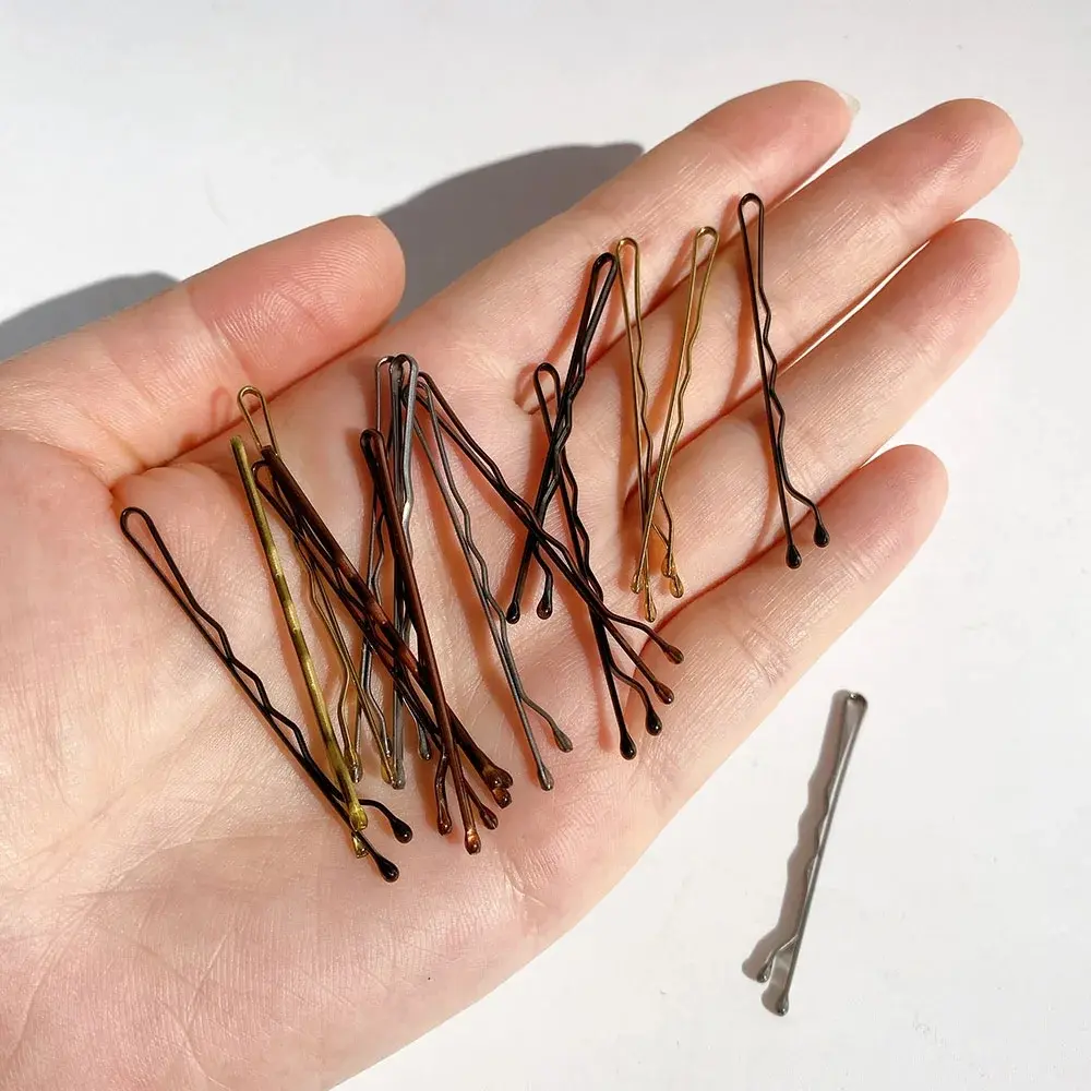 50Pcs Black Girls Word Clip Hairpin Korean Wave Clip Small Black Clip Headdress Steel Clip Side Clip Hair Accessories Gift