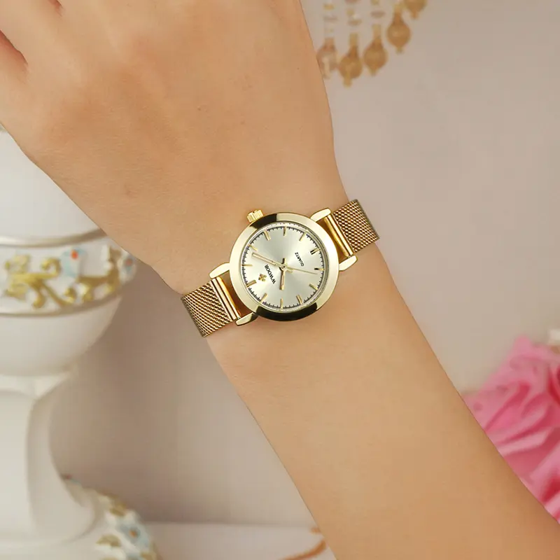 WWOOR Ladies Watches 2024 Top Brand Luxury Stainless Steel Mesh Band Gold Dress Watch Women Fashion Small Wristwatch Reloj Mujer