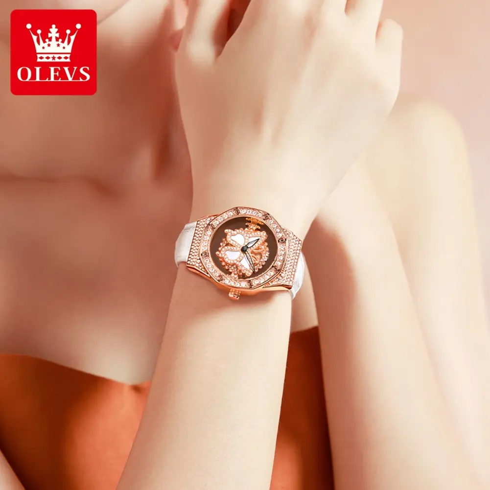 OLEVS 9996 Quartz Watch For Women Top Brand Fashion Woman Wristwatch Butterfly Luxury Waterproof Original Leather Dress Watches
