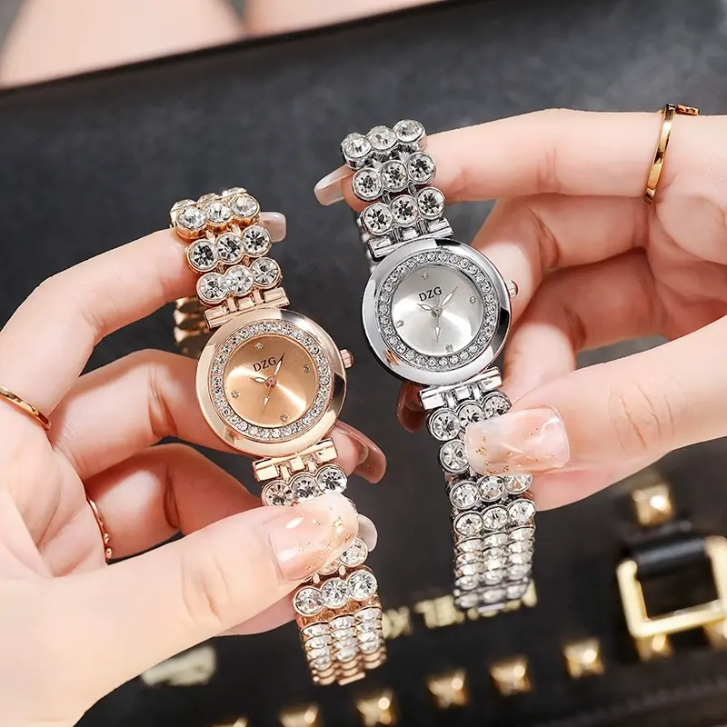 3Pcs/Original Diamond Watch for Women Fashion Elegant Stainless Steel Waterproof Quartz Wristwatch Luxury Ladies Dress Watches