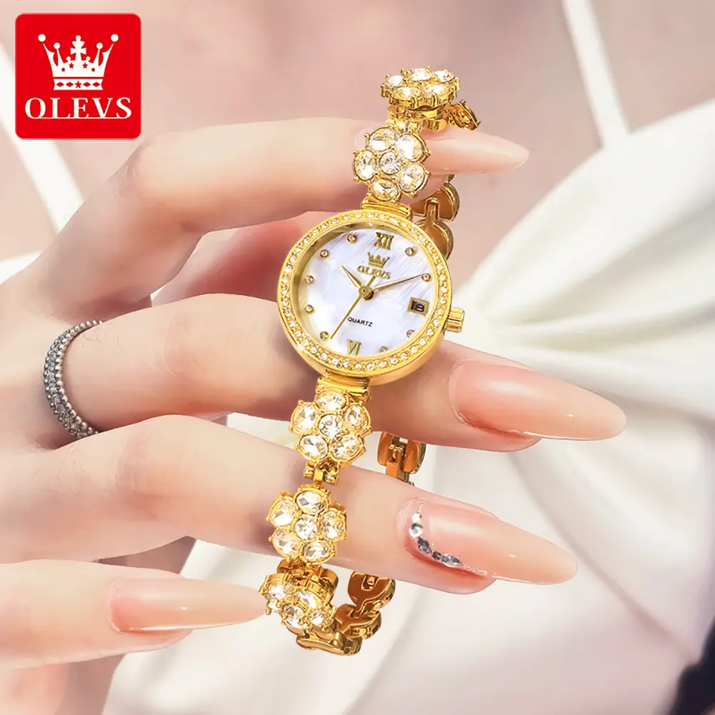 OLEVS 5638 Women's Watch Luxury Calendar Quartz Dress Watch For Women Rotating Steel Strap Waterproof Elegant Ladies Wristwatch