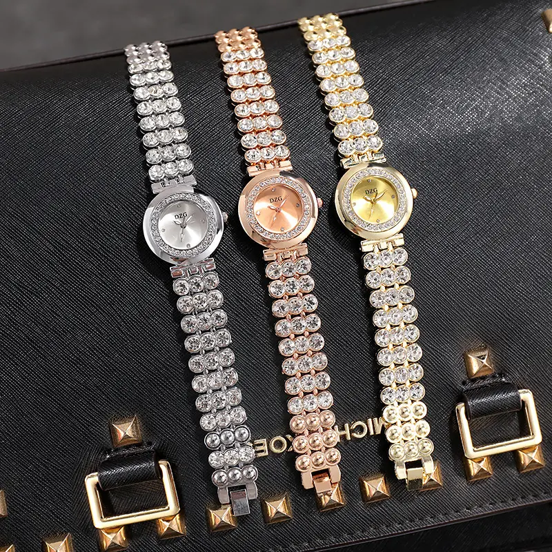3Pcs/Original Diamond Watch for Women Fashion Elegant Stainless Steel Waterproof Quartz Wristwatch Luxury Ladies Dress Watches