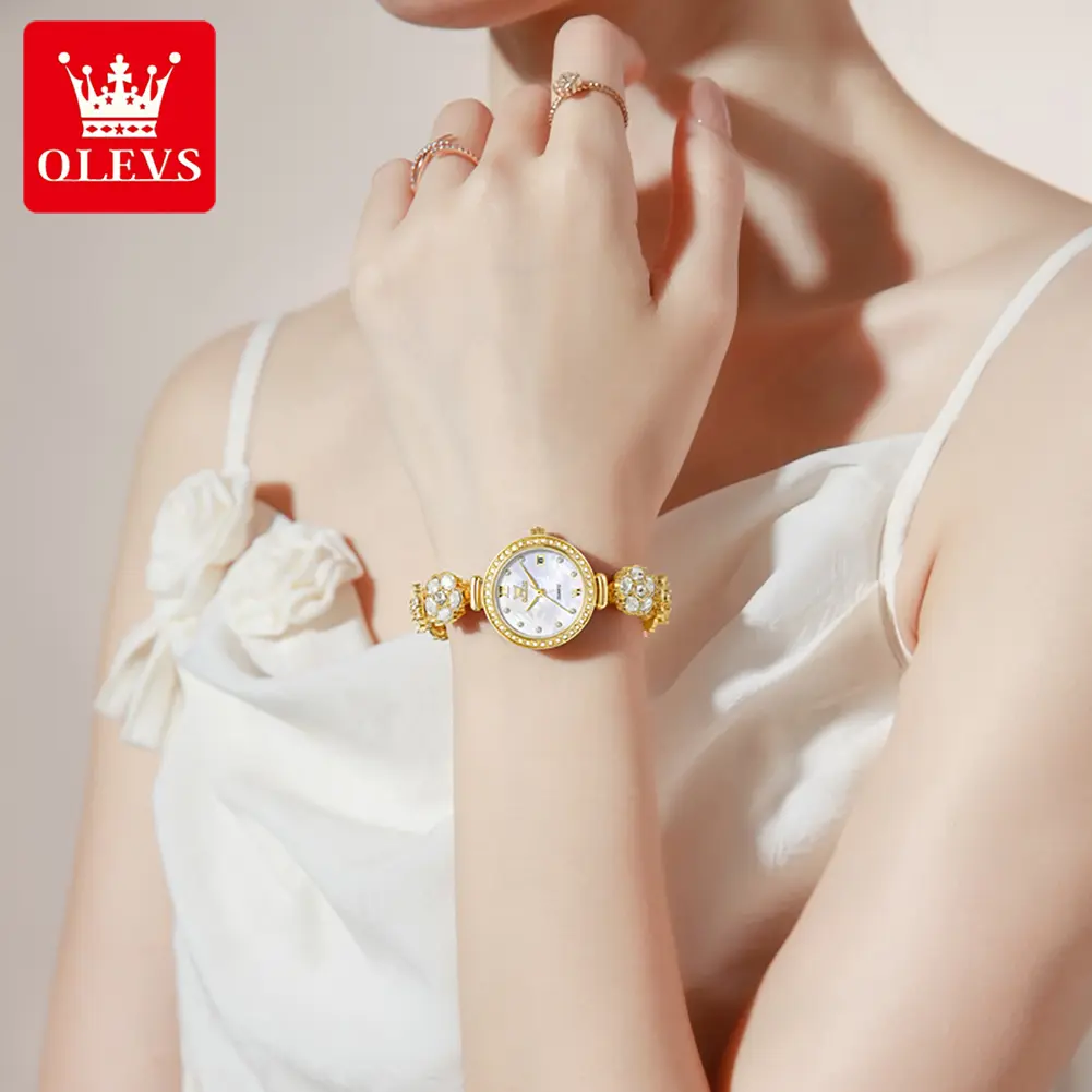 OLEVS 5638 Women's Watch Luxury Calendar Quartz Dress Watch For Women Rotating Steel Strap Waterproof Elegant Ladies Wristwatch
