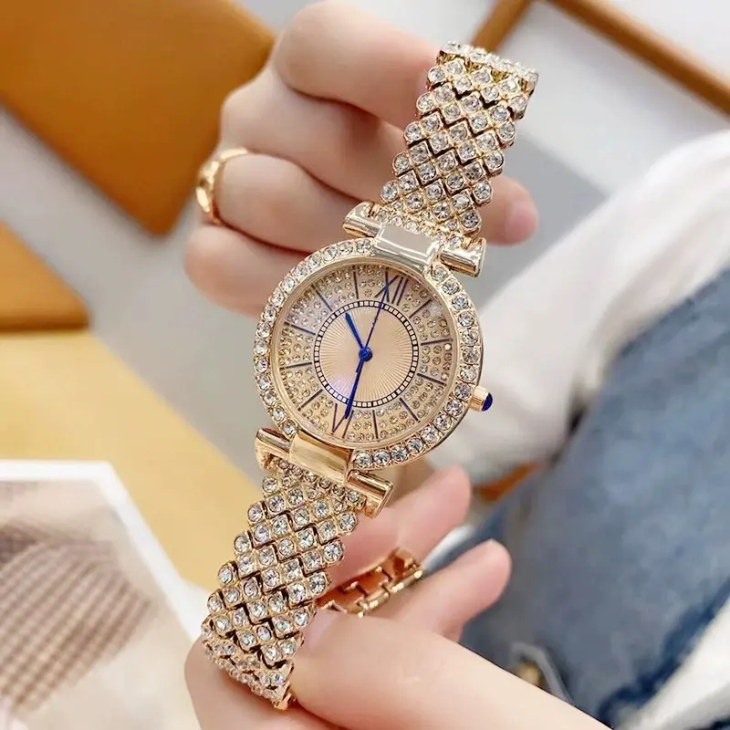 Women's Quartz Watches Fashion Diamond Inlay Dial Watch for Women Clock Luxury Stainless Steel Strap Waterproof Wristwatch