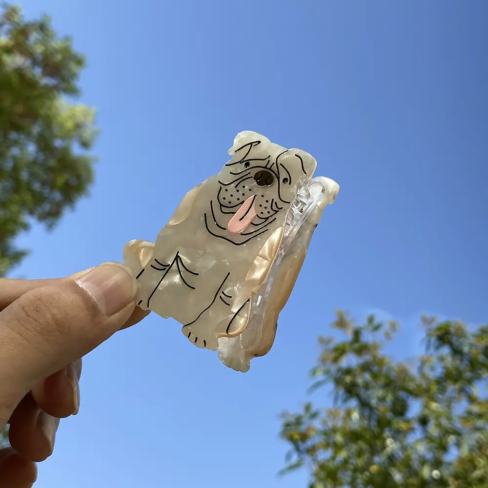 Funny Acetate Cartoon Golden Retriever Dog Hair Claw Clip For Women Girls New Cute Ponytail Animal Hairpin Hair Accessories