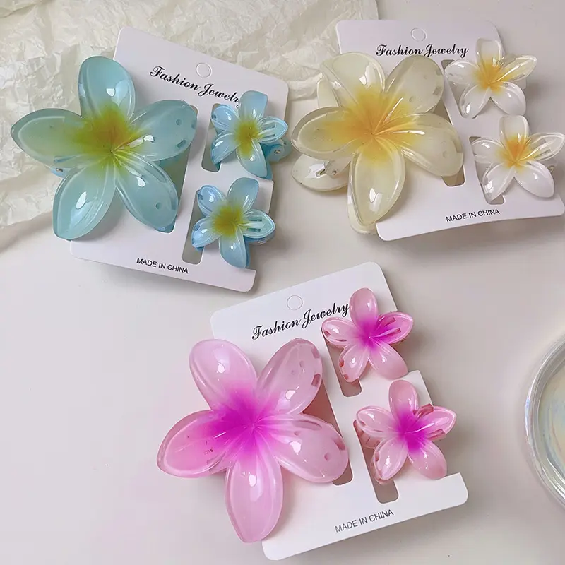 3pcs/set Flower Claw Clip Women Hawaiian Girl Hair Accessories Flower Ponytail Clip Clamp Barrettes Hairpin Summer Beach Jewelry