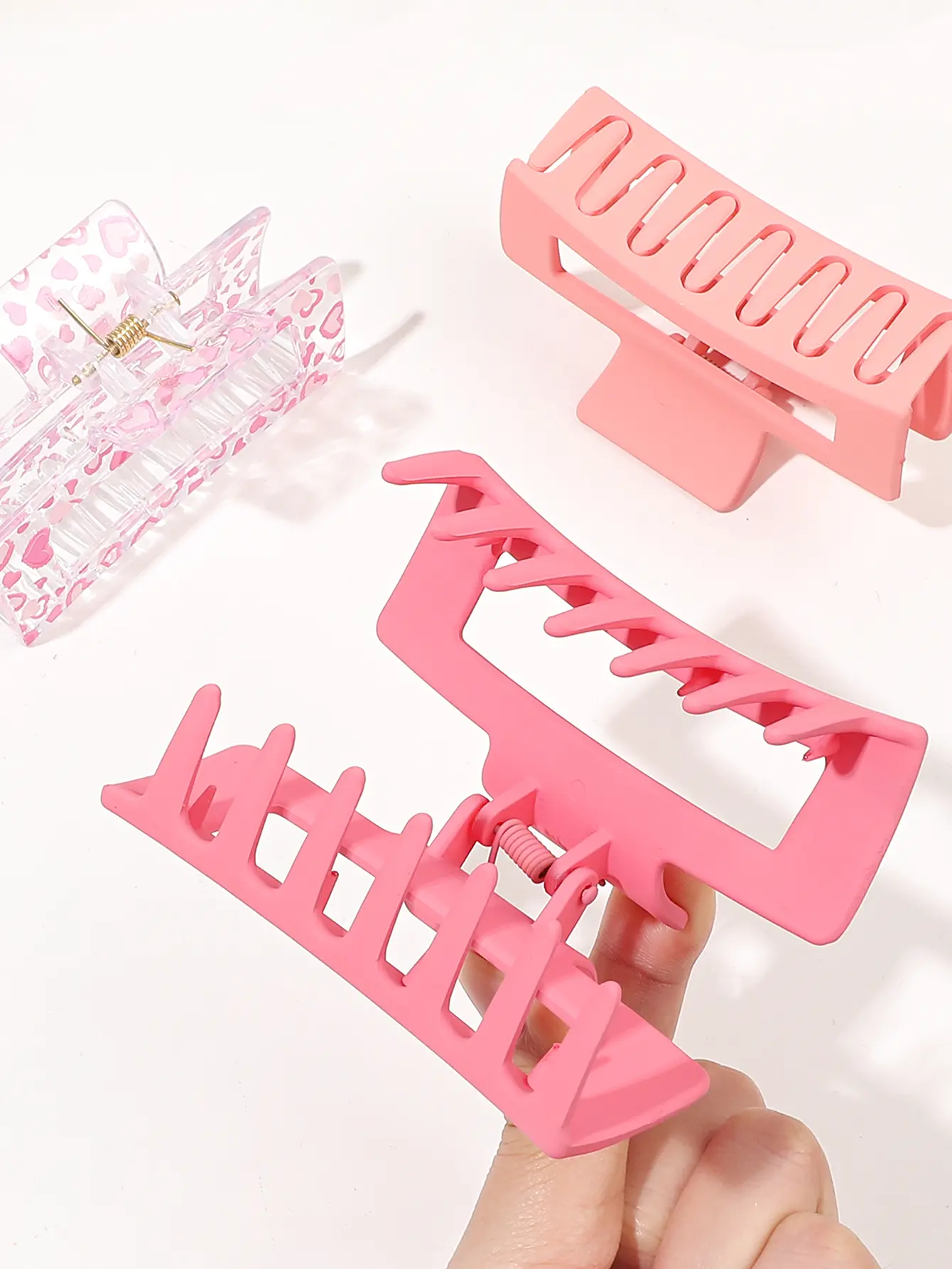 1/3/4/6 Pcs Medium Hair Claw Clips for Women Girls, Pink Strong Hold Matte Square Hair Clips for Thick Thin Hair