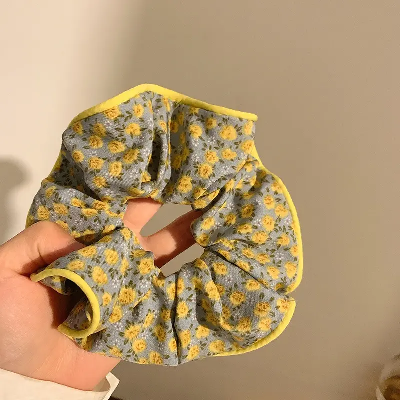 2023 Cute Sweet Flower Scrunchie Women Girls Floral Elastic Hair Rubber Bands Accessories Tie Hair Ring Rope Headdress Headwear