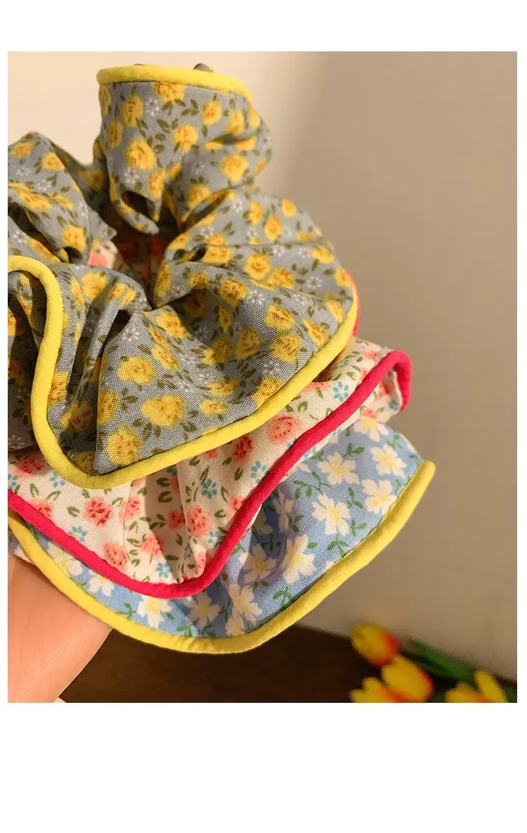 2023 Cute Sweet Flower Scrunchie Women Girls Floral Elastic Hair Rubber Bands Accessories Tie Hair Ring Rope Headdress Headwear