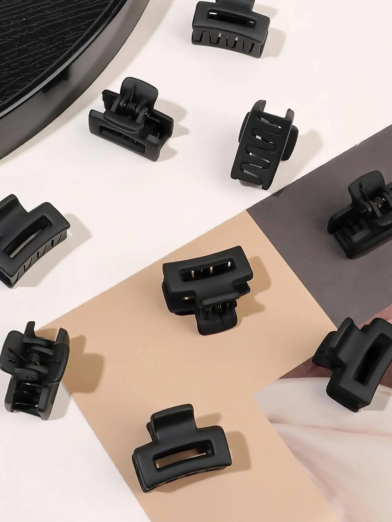10 Pcs Small Hair Clips for Women,Matte Rubber Coating Rectangle&Flower Hair Claw Clips for Women Thin Fine Short Hair.