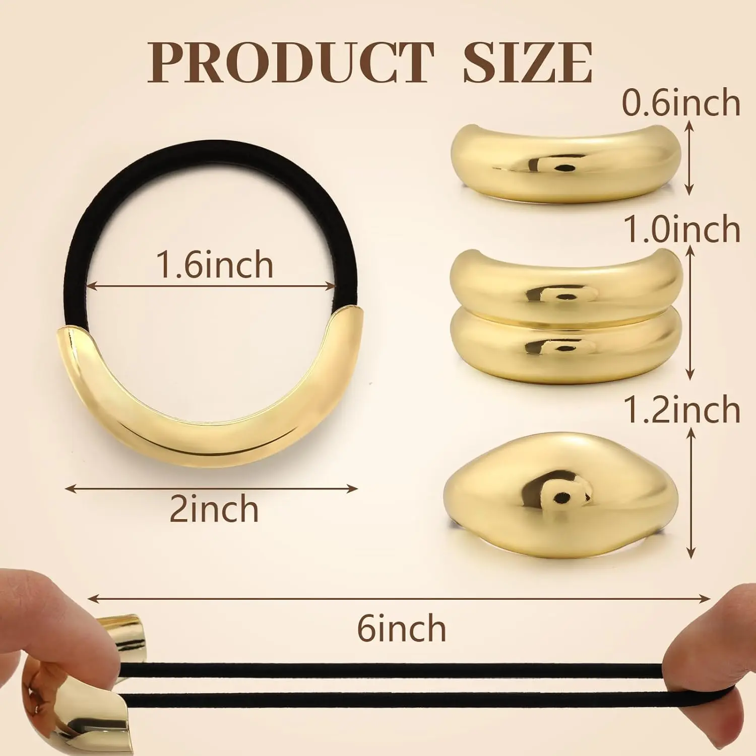 4PCS Metal Hair Ties Geometric Elastic Hair Cuff Ponytail Holder,Gold Hair Scrunchies,Fashion Hair Accessories for Women Thick