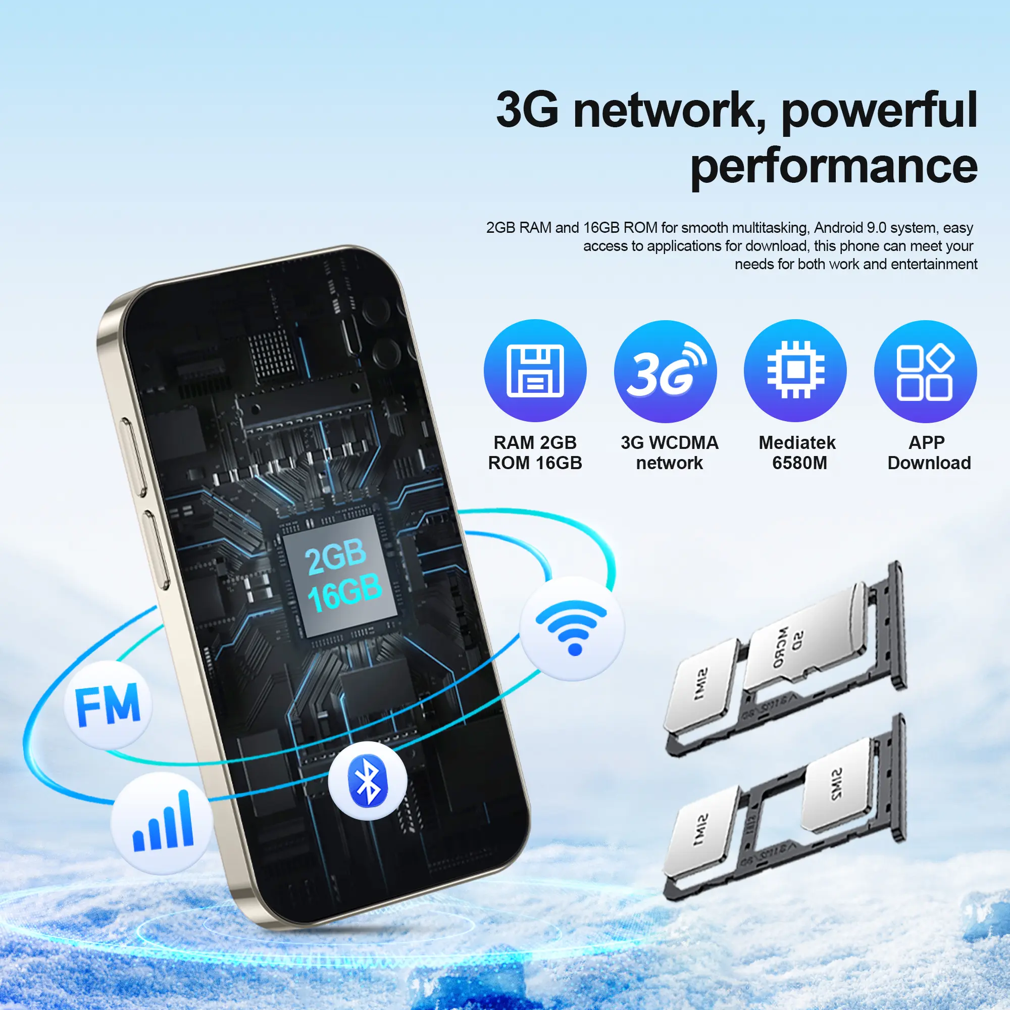 SERVO mini Smartphone Android 9.0 3inch HD Screen GPS 2GB+16GB Camera 5MP Face Recognition 3G Cellular Small Cheap Mobile Phones