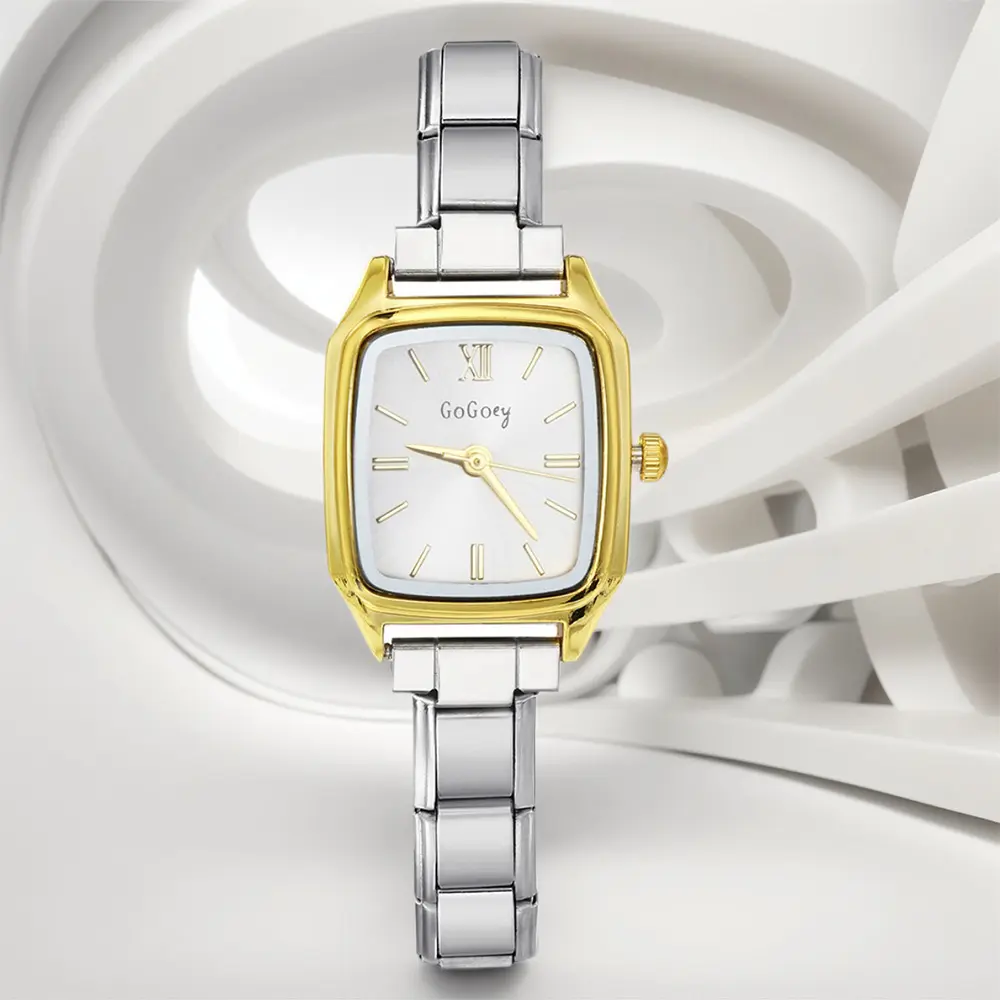 URING Trendy Temperament Green Gold Color Quartz Watch Stainless Steel Strap Width 9mm Light Luxury ​Female Women Hand Watch