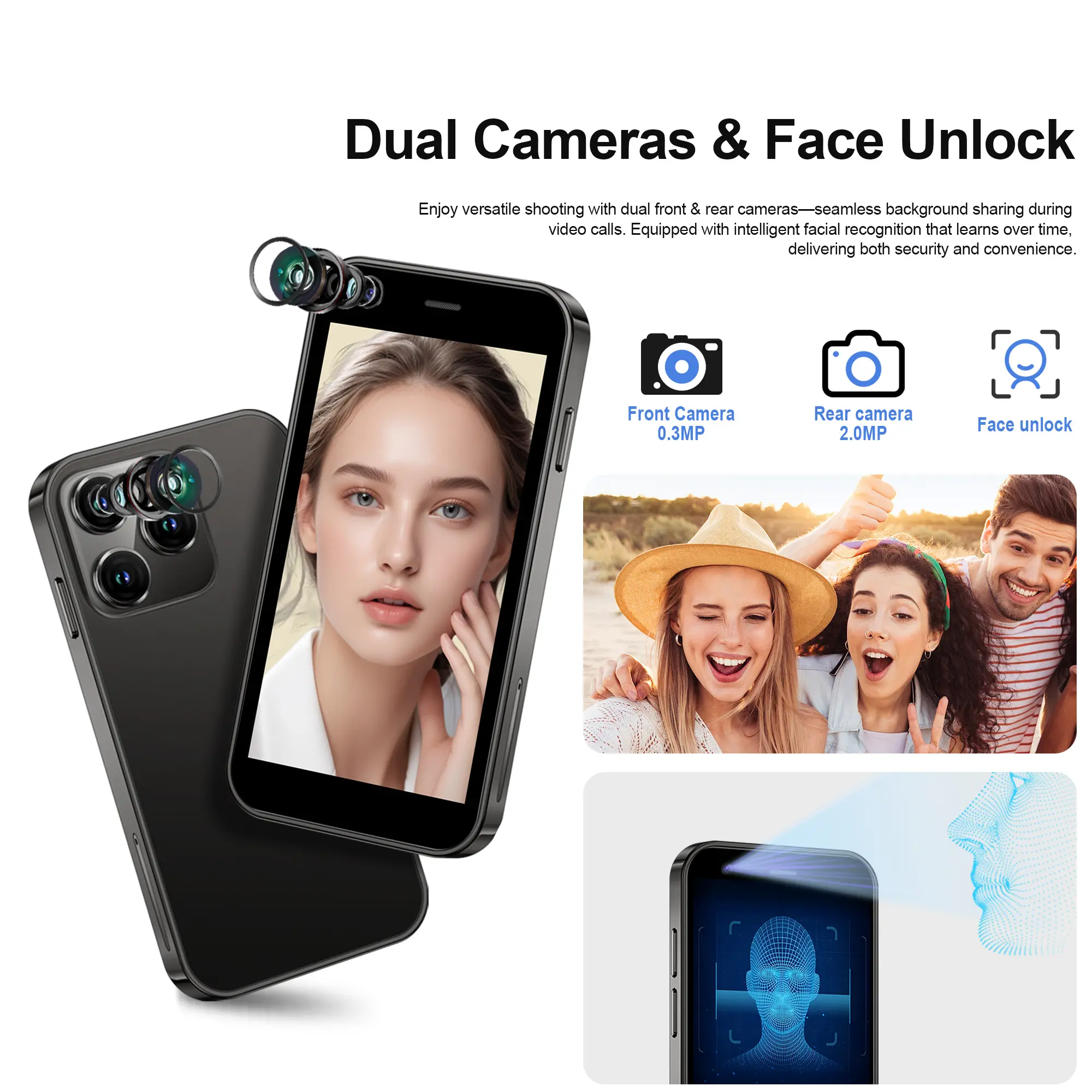 SERVO Mini Smartphone 3" HD Display Android System 2GB RAM 16GB ROM Play Store 3G WCDMA Cellular Super Small Cheap Mobile Phones